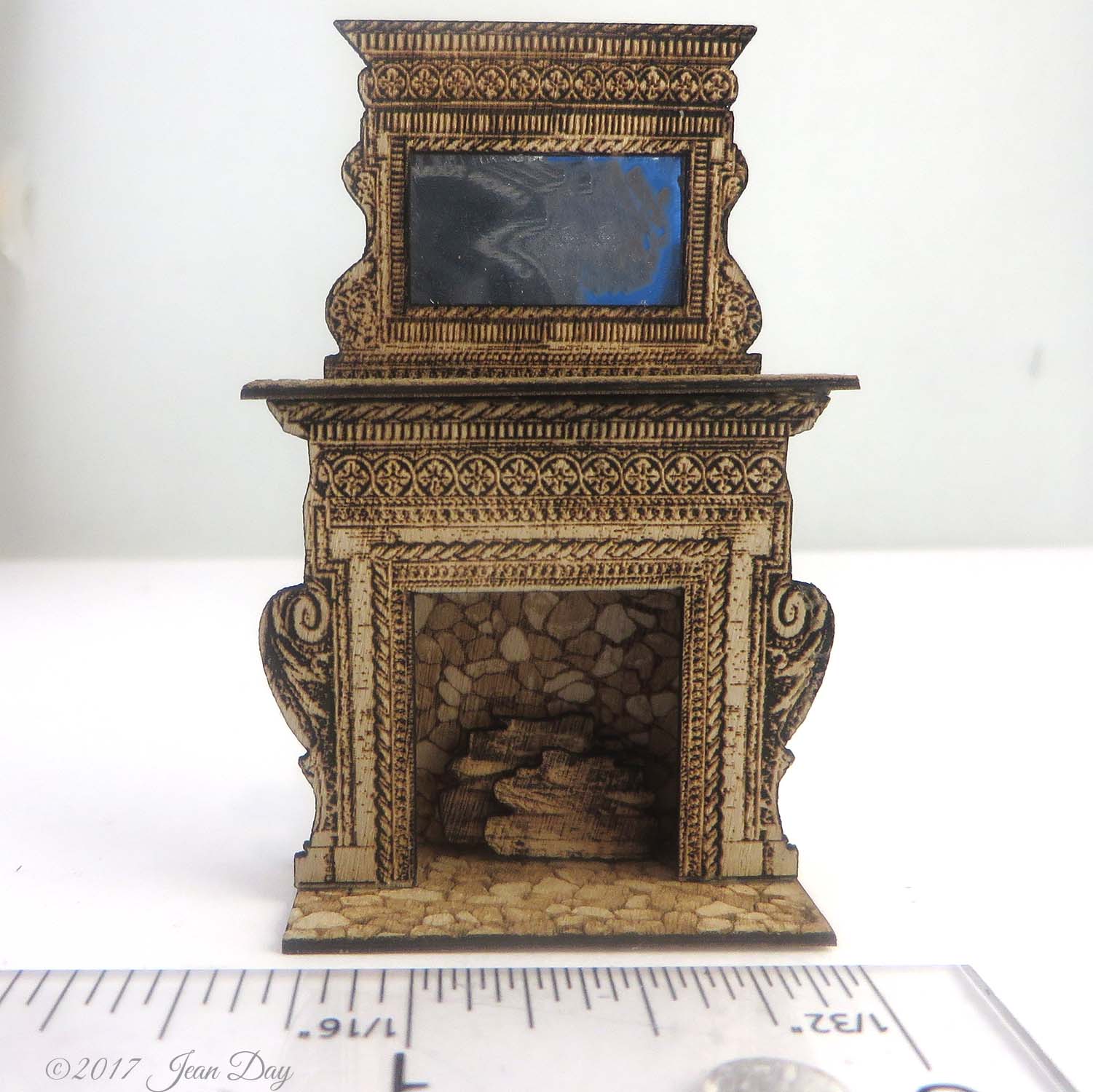 F Tall Embellished Fireplace 1:48 LC042