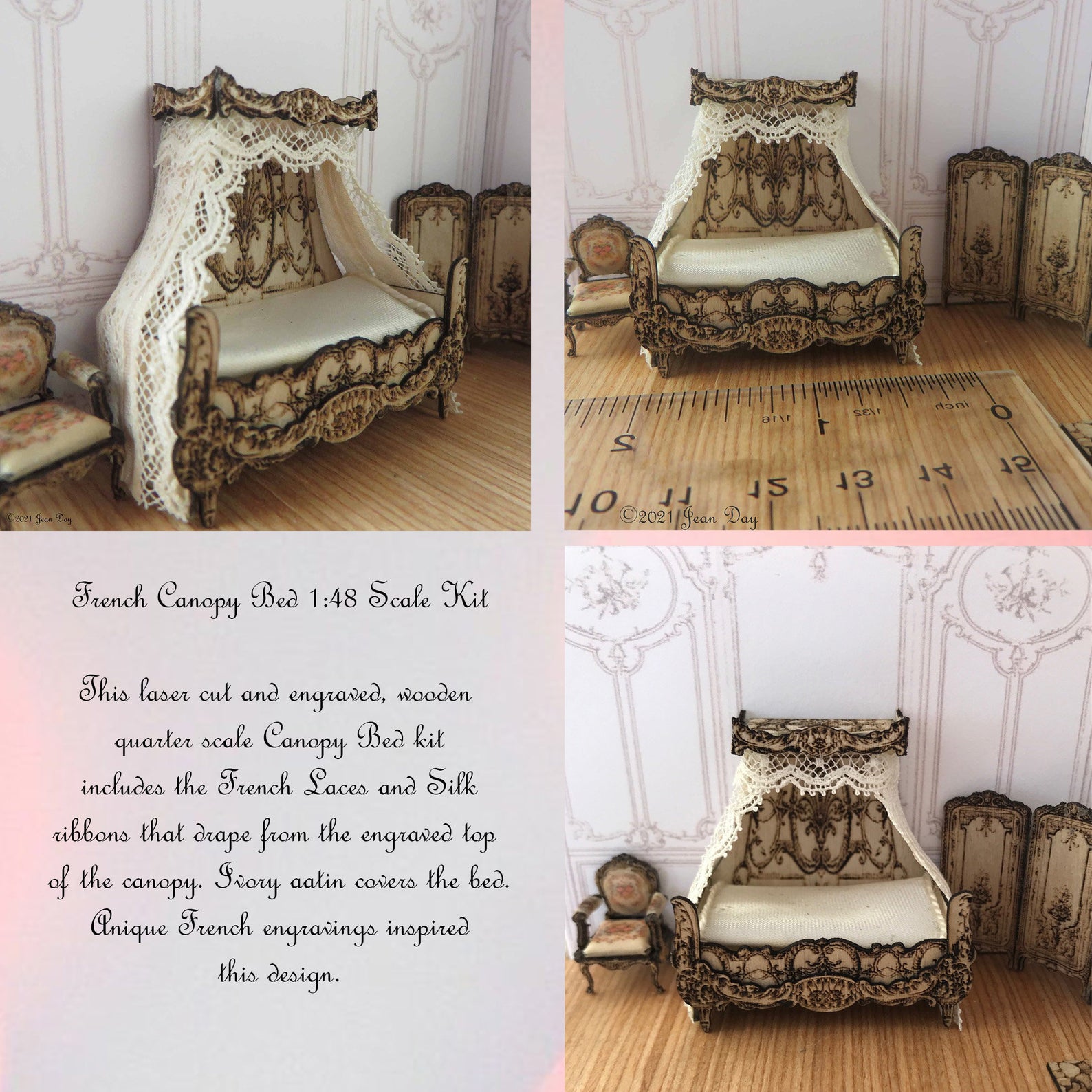 French Canopy Bed 1:48 LC093
